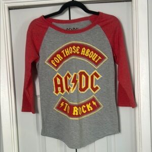 AC/DC Raglan Shirt - Red and Gray. Kids Medium or woman’s small.